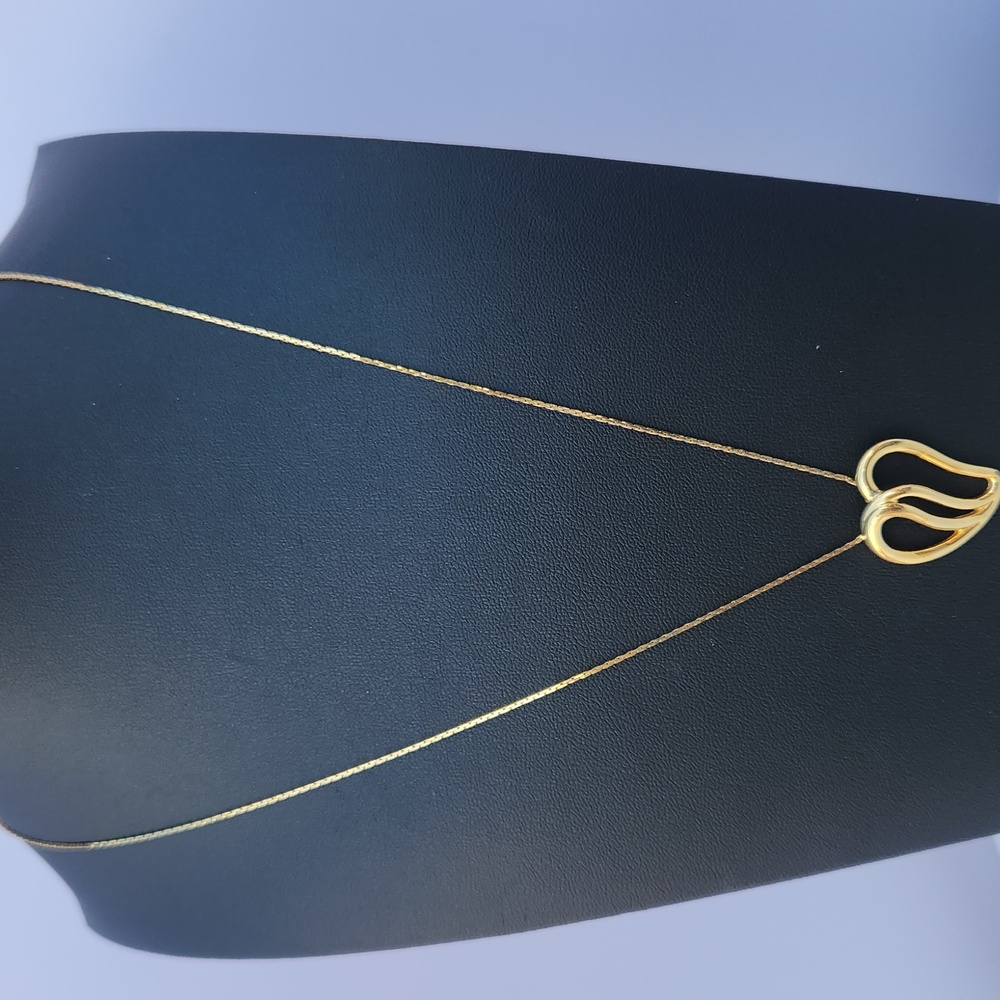 Gold Plated Monet Heart Pendant Necklace, Elegant Love Knot Fashion Jewelry